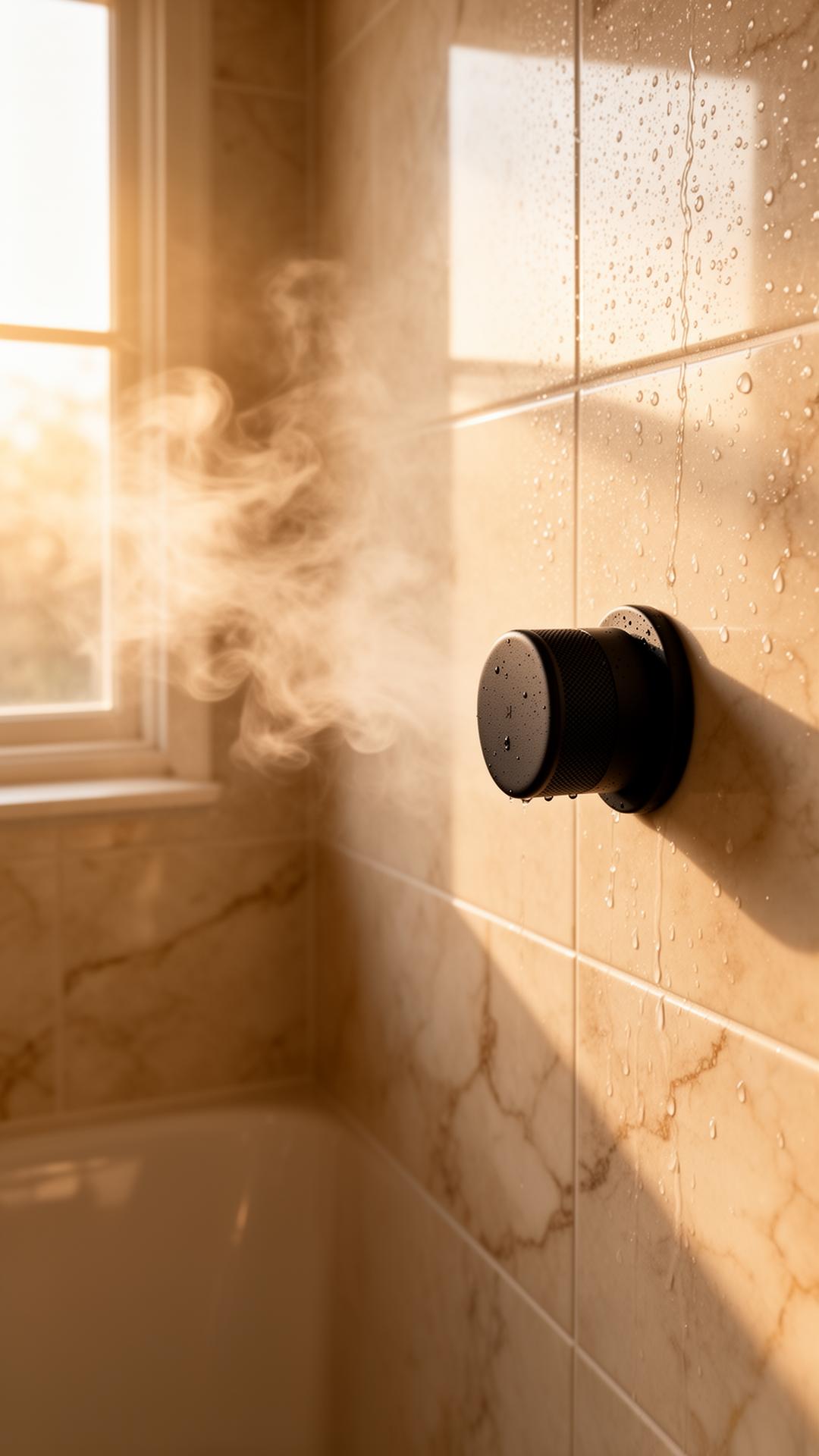 The speaker in a marble shower